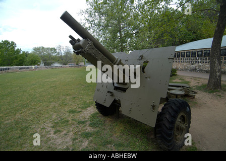 Britische 25 Pfünder Artillerie ausgesetzt im Nimitz-Museum Stockfoto