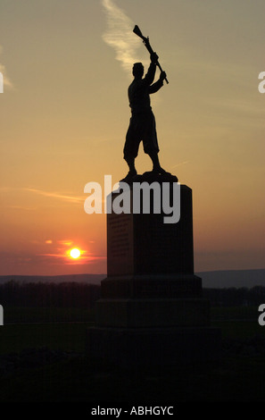 Memorial Statue eines Bürgerkrieges Soldat auf Cemetery Ridge auf Gettsburg Schlachtfeld Pennsylvania. Digitale Fotografie Stockfoto