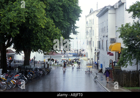 Regentag auf Mackinac Island Stockfoto