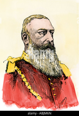 König Leopold II. von Belgien in den späten 1800er und frühen 1900er Jahre. Hand - farbige Holzschnitt Stockfoto