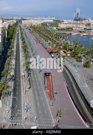 Panoramablick über den Passeig de Colom Barcelona Barça Barca Catalonia Katalonien Katalonien Costa Brava España Spanien Europa Stockfoto