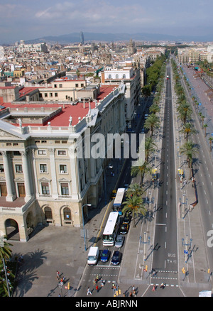 Panoramablick über den Passeig de Colom Barcelona Barça Barca Catalonia Katalonien Katalonien Costa Brava España Spanien Europa Stockfoto