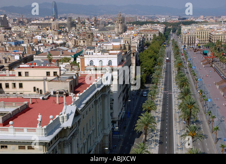 Panoramablick über den Passeig de Colom Barcelona Barça Barca Catalonia Katalonien Katalonien Costa Brava España Spanien Europa Stockfoto