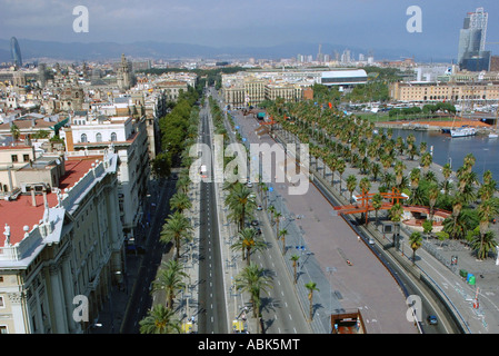 Panoramablick über den Passeig de Colom Barcelona Barça Barca Catalonia Katalonien Katalonien Costa Brava España Spanien Europa Stockfoto