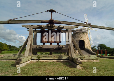 Zuckerrohr Tier Mühle und Windmühle, Lust und Laune-Plantage, St. Croix, Amerikanische Jungferninseln Stockfoto