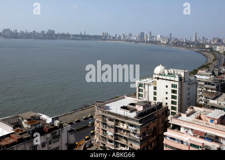 Panorama Skyline der Innenstadt Marine Drive Back Bay von Bombay Mumbai Maharasthra Indien Stockfoto