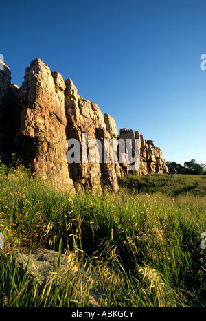 SIOUX QUARZIT BLUFFS IN BLAUEN MOUNDS STATE PARK, S. W. MINNESOTA.  SOMMER. Stockfoto