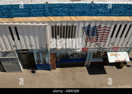 Blick hinunter auf eine alte Fast-Food Store, Santa Monica Beach, Kalifornien, USA. Stockfoto