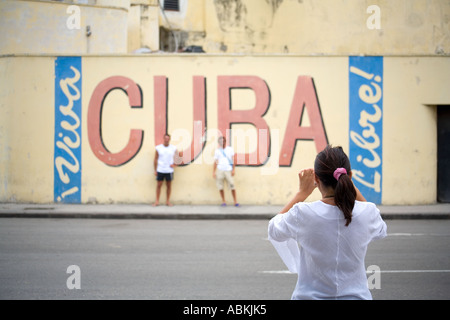 Viva Cuba Libre Wandgemälde in Havanna Kuba Stockfoto