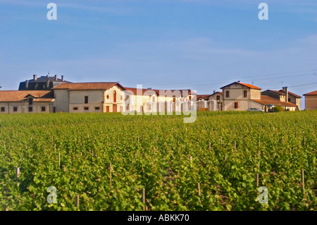 Das Weingut im Chateau Pontet Canet mit externen Gärung Edelstahltanks und Weinberg Pauillac Medoc Bordeaux Gironde Aquitaine Frankreich Stockfoto