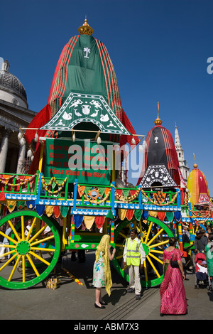 "^ Hare-Krishna" Streitwagen "Trafalgar Square", London Stockfoto