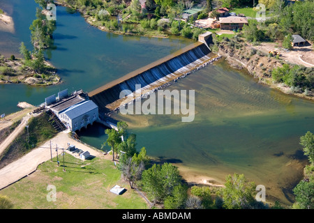 Luftaufnahme des historischen Barber-Staudamm am Fluss Boise in Boise, Idaho Stockfoto