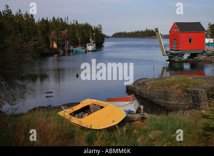 malerische angehoben Angeln Shack im Stonehurst im Bezirk von Lunenburg, Nova Scotia, Kanada, Nordamerika. Foto: Willy Matheisl Stockfoto