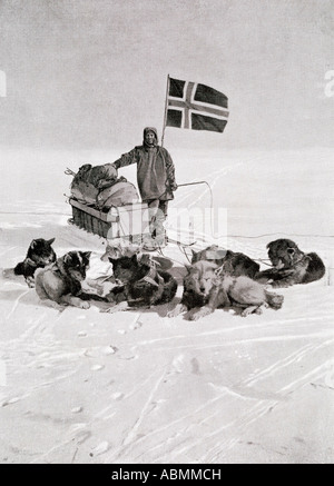 Kapitän Roald Amundsen, 1872 Engelbregt Gravning-1928. Hier am Südpol unter die norwegische Flagge gesehen. Stockfoto