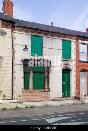 Mit Brettern vernagelt Häuser Venmore Street Anfield Road Liverpool Merseyside England Stockfoto