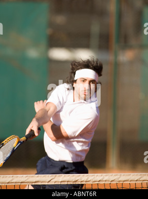Tennisspieler schwingen Stockfoto