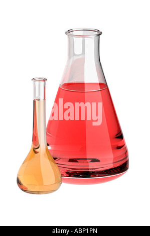 Konische und volumetrische Labor Fläschchen Stockfoto