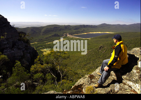 Blick vom Wonderland Range auf See Bellfield Grampians National Park Victoria Australien Stockfoto