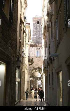 Split - Palast des Diokletian The Clock Tower und Eisernes Tor Stockfoto