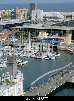 Panorama von Port Vell Barcelona Barça Barca Katalonien Katalonien Katalonien Costa Brava España Spanien Europa Stockfoto