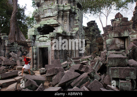 Die Ruinen der Tempel Ta Prohm in Angkor, Kambodscha. Stockfoto
