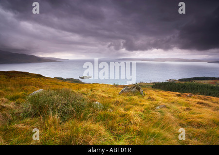 Blick über den Sound of Sleat auf Skye von Glenelg Halbinsel Stockfoto