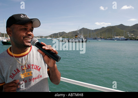 Saint Martin, Guadeloupe, Französisch, Westindien, Leeward Islands, Karibisches Meer Wasser teilt sich Insel mit Sint Maarten, Niederländisch, Simpson Bay Water Lagoon, Explorer Stockfoto