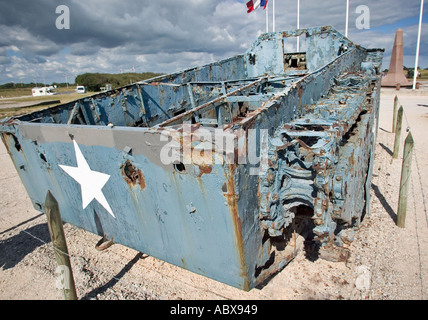 D-Day Landing Craft auf Utah Beach, Normandie, Frankreich Stockfoto