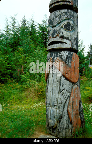 Totempfahl Kake Tlingit Indianerdorf Alaska AK USA Stockfoto