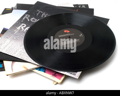 Haufen von Vinyl-Schallplatten Stockfoto