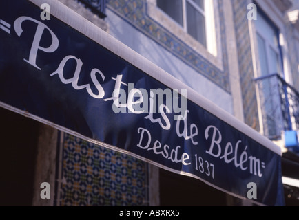 Antiga Confeitaria de Belém Cafe Zeichen Belem von Lissabon Portugal Stockfoto