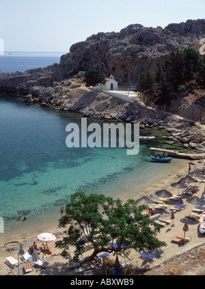 Der kleine Hafen des Apostels Paulus auf der griechischen Insel Rhodos Stockfoto