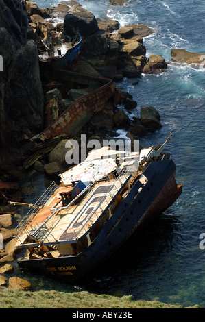 Havarierte Tanker RMS Mülheim, in der Nähe von Endland, Cornwall UK Stockfoto