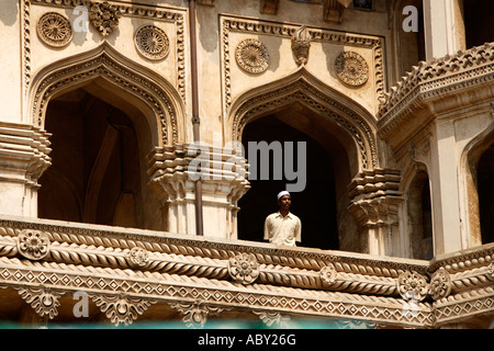 Detail Charminar die vier Türme Basar Hyderabad Andhra Pradesh, Indien Stockfoto