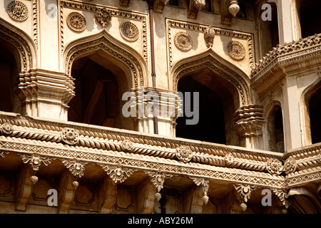 Detail Charminar die vier Türme Basar Hyderabad Andhra Pradesh, Indien Stockfoto