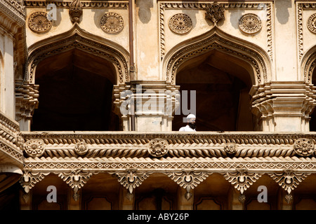 Detail Charminar die vier Türme Basar Hyderabad Andhra Pradesh, Indien Stockfoto