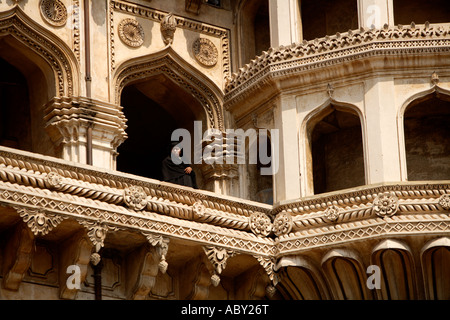 Detail Charminar die vier Türme Basar Hyderabad Andhra Pradesh, Indien Stockfoto