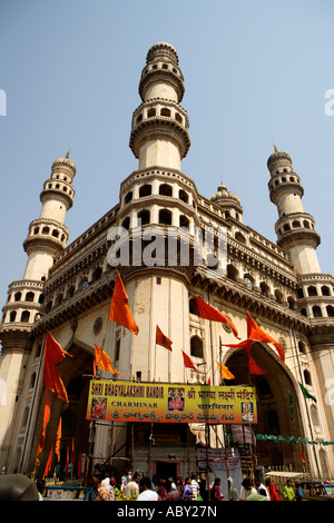 Charminar die vier Türme Basar Hyderabad Andhra Pradesh, Indien Stockfoto