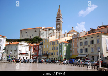 Tartini Platz Piran Primorska Istrien Slowenien ehemalige ex-Jugoslawien Pirano Istra Istrien Halbinsel slowenischen Osten Ost-Europa Stockfoto