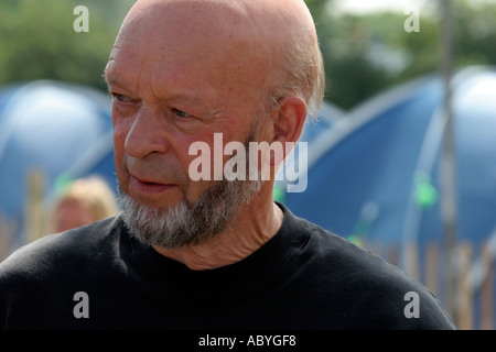 Michael Eavis der Veranstalter des Glastonbury Festivals das größte Musikfestival in Europa Pilton Somerset England Stockfoto