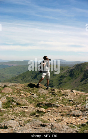 Fotograf in Snowdonia Stockfoto