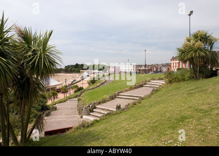 Wales Glamorgan Barry Insel Promenade und Whitmore Bay Strand Stockfoto