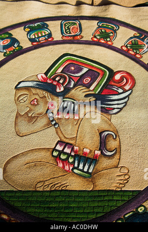 Maya Malerei auf Leder, Chichen Itza, Bundesstaates Yucatán, Mexiko Stockfoto
