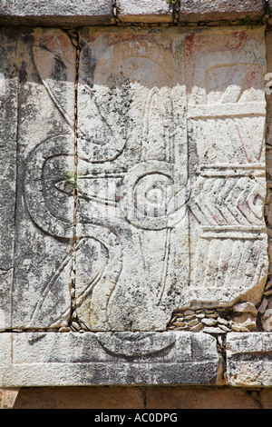 Wand-Detail, Plattform der Venus, archäologische Stätte Chichen Itza, Chichen Itza, Bundesstaates Yucatán, Mexiko Stockfoto