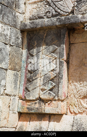 Wand-Detail, Plattform der Venus, archäologische Stätte Chichen Itza, Chichen Itza, Bundesstaates Yucatán, Mexiko Stockfoto