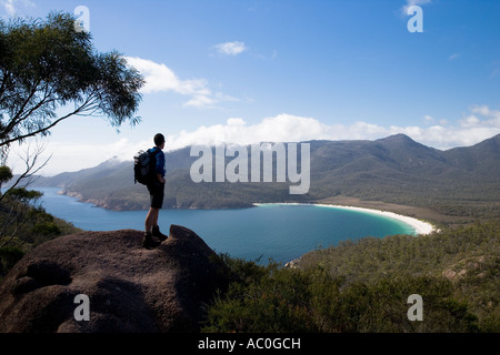 Wineglass Bay Lookout auf der Freycinet Halbinsel Stockfoto