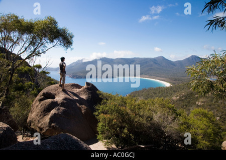 Wineglass Bay Lookout auf der Freycinet Halbinsel Stockfoto