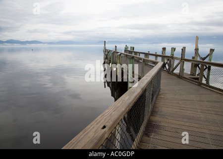 Der Anlegestelle auf der alten Strafkolonie von Sarah Island in Macquarie Harbour Tasmanien Stockfoto