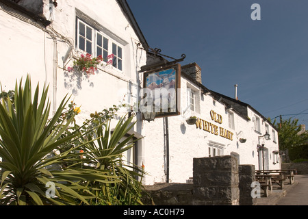 Wales Glamorgan Llantwit großen Markt Platz Old White Hart Pub älteste bewohnte Gebäude Stockfoto