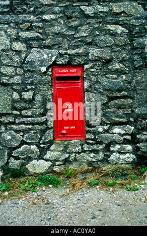 Post Box auf Lundy Island, Devon, England Stockfoto